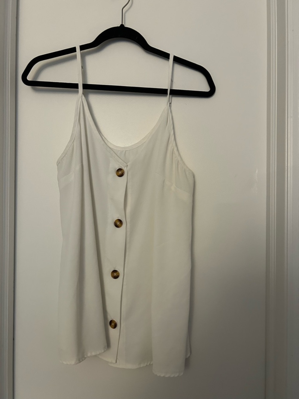 Amazon White Spaghetti Strap Button Front Cami